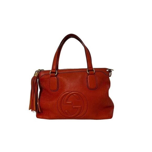Gucci orange red soho two ways cross body bag and tote - Picture 14 of 16